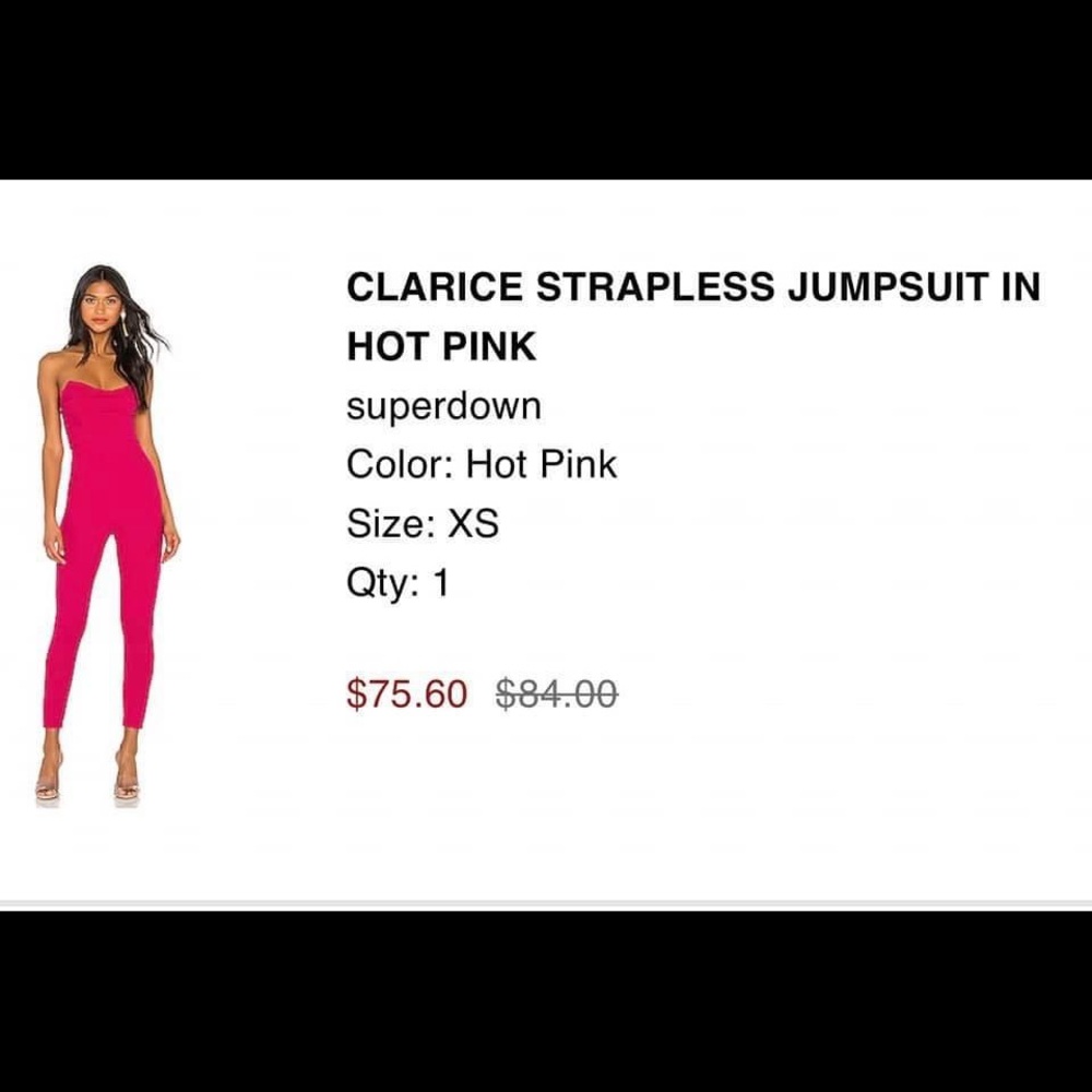 Hot pink superdown strapless jumpsuit